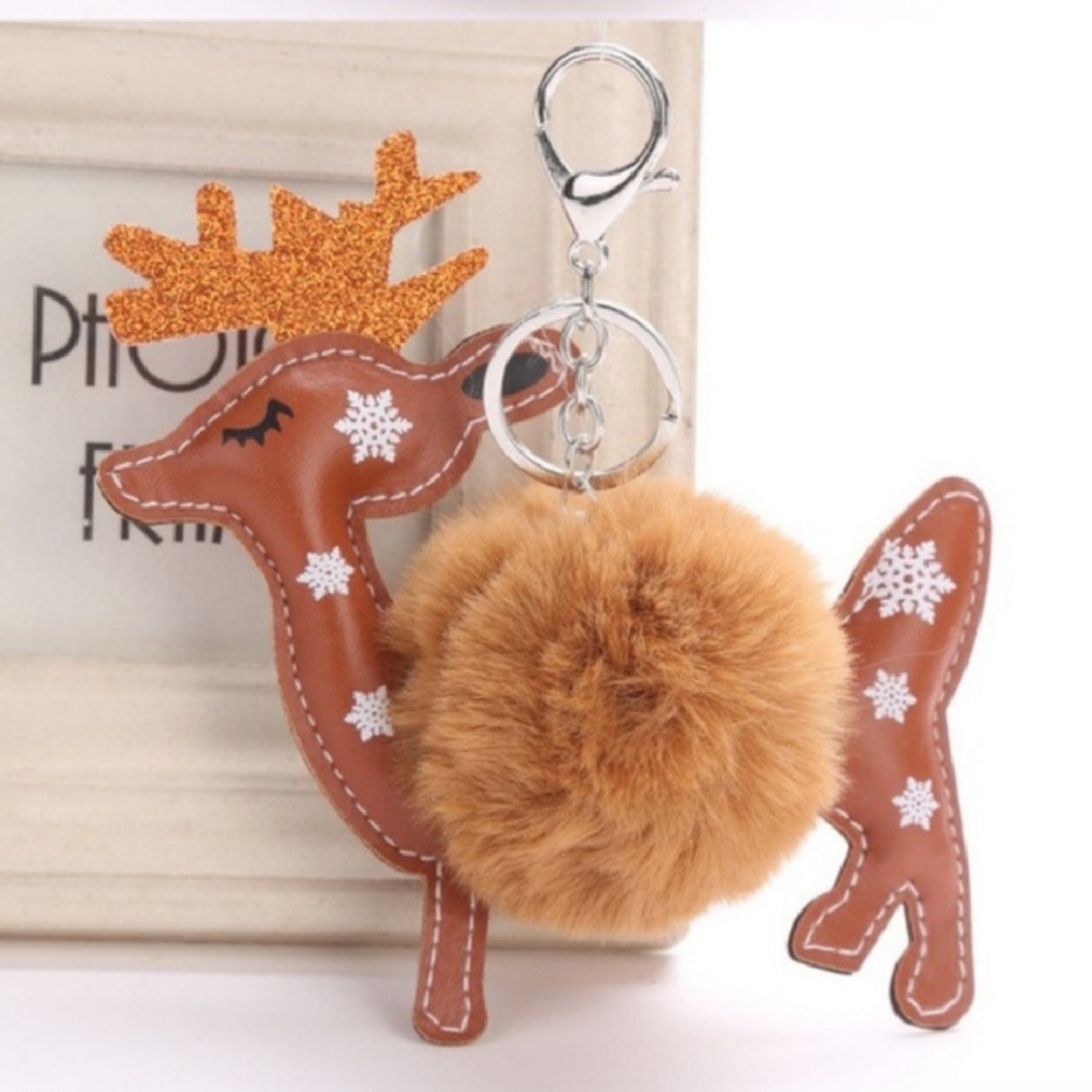 Reindeer Pom Keychain